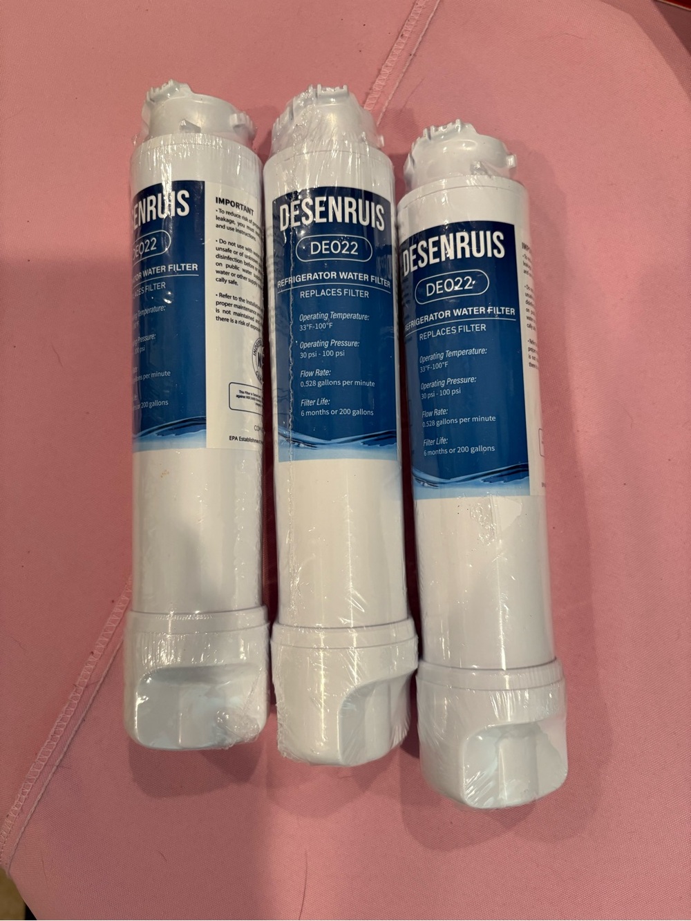 Desenruis DE022 Refrigerator Water Filter - White (Set of 3)